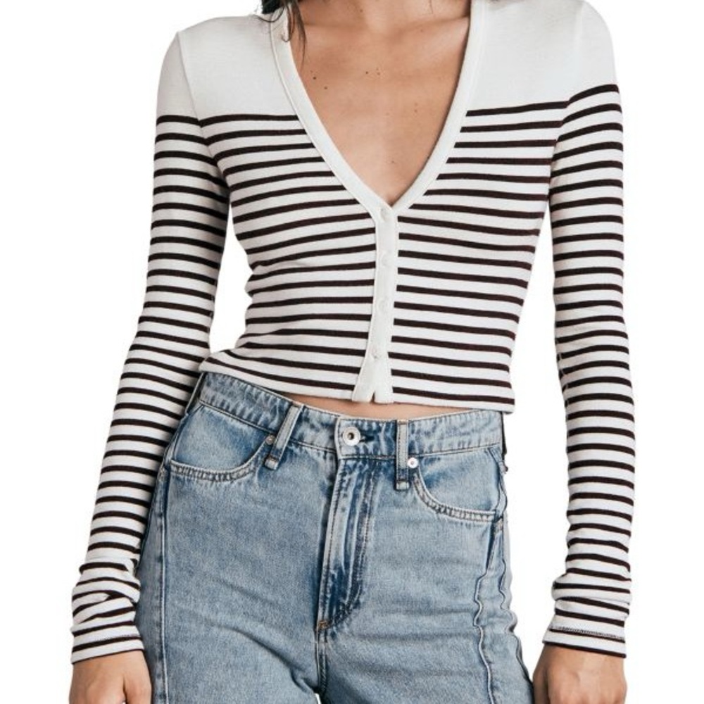 Rag & Bone The Knit Breton cropped Striped Cardi